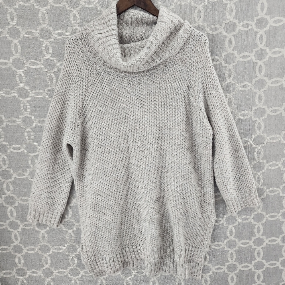 DKNYC Wool Mohair Blend Cowl Neck Slouchy Knit Sweater Women's M Overzied